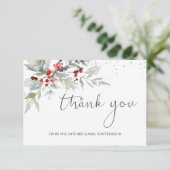 Rode Bessen Groene Loof Huwelijk Bedankt (Staand voorkant)