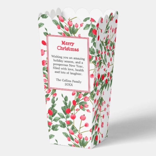 Rode Bessen | Hartelijke Boodschap | Prettig Kerst Bedankdoosjes (Voorkant)