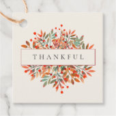 Rode bessen & herfstbladeren  botanische bedankjes labels (Voorkant)