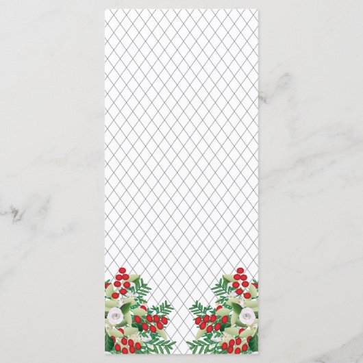 Rode bessen | Het Grieks Floral Holiday Wedding Me Menu (Achterkant)