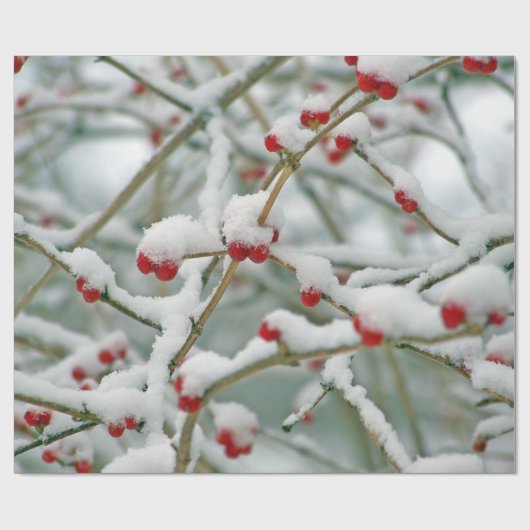 Rode Bessen in de Sneeuw Cadeaupapier (Vlak)