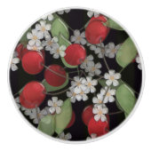 Rode bessen keramische knop (Voorkant)