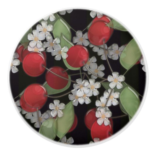 Rode bessen keramische knop (Voorkant)