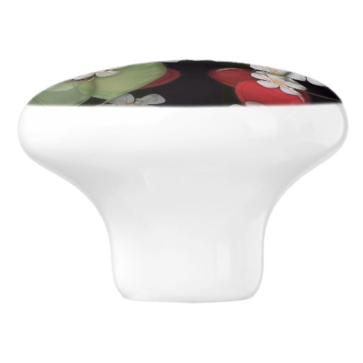 Rode bessen keramische knop (Zijkant)