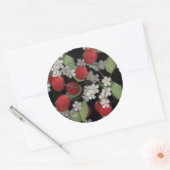 Rode bessen, kersen ronde sticker (Envelop)