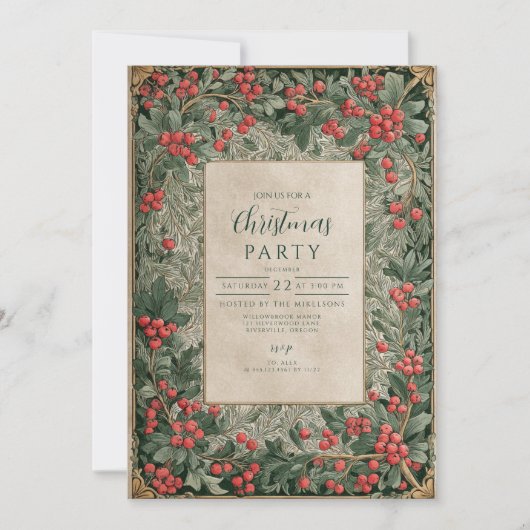  rode bessen kerst kaart (Voorkant)