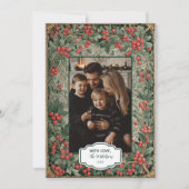 rode bessen kerstfoto feestdagenkaart (Voorkant)