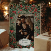 rode bessen kerstfoto feestdagenkaart