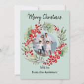 Rode bessen Kerstkrans Winter Groene groet Feestdagenkaart (Voorkant)