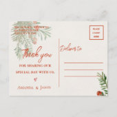 Rode bessen Kerstmis Feestelijke bruiloft Dank u Briefkaart (Achterkant)