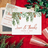 Rode bessen Kerstmis Feestelijke bruiloft Dank u Briefkaart