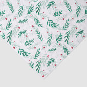 Rode bessen Kerstmis Patroon Wit Tissuepapier (Detail)