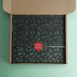 Rode bessen Kerstmis Patroon Zwart Tissuepapier