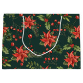 Rode bessen Kerstvakantie Bloemen Groot Cadeauzakje (Voorkant)