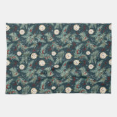 Rode bessen kerstversieringen keukenhanddoek (Horizontaal)