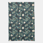 Rode bessen kerstversieringen keukenhanddoek (Verticaal)