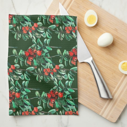 Rode bessen, keukenhanddoeken voor gebergte (Quarter Fold)