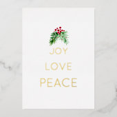 Rode bessen krans Waterverf goud Folie Feestdagenkaart (Voorkant)