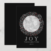 Rode bessen krans + zwart + witte kerst feestdagenkaart (Voorkant / Achterkant)