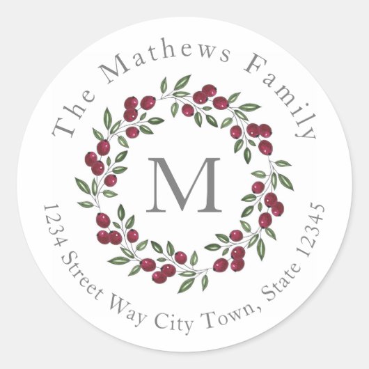 Rode bessen kransen etiketten (Voorkant)