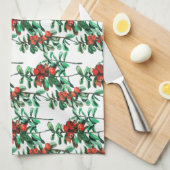 Rode bessen, lingonbessen theedoek (Quarter Fold)