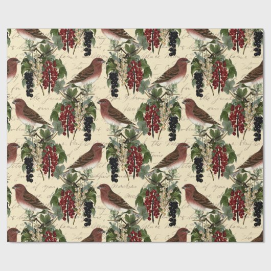  rode bessen met kerstmis cadeaupapier (Vlak)