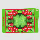 Rode bessen met regendruppels Abstract gepersonali Golfhanddoek (Horizontaal)