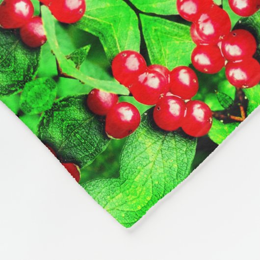 Rode bessen met regendruppels Abstract Natuur patr Fleece Deken (Hoek)