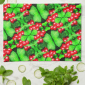 Rode bessen met regendruppels Abstract Natuur patr Theedoek (Gevouwen)