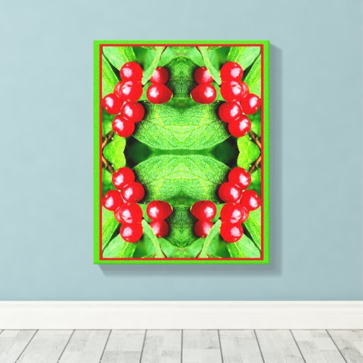 Rode bessen met regendruppels Abstracte Natuur Canvas Afdruk (Insitu (Houten vloer))