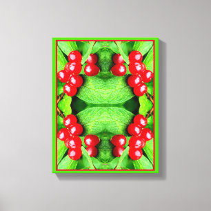 Rode bessen met regendruppels Abstracte Natuur Canvas Afdruk
