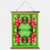 Rode bessen met regendruppels Abstracte Natuur Hangend Wandkleed (Voorkant)
