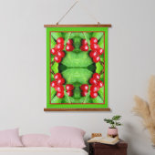 Rode bessen met regendruppels Abstracte Natuur Hangend Wandkleed (Slaapkamer)