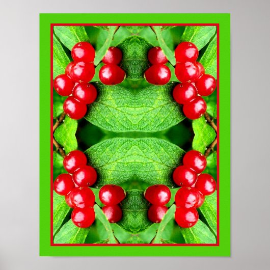 Rode bessen met regendruppels Abstracte Natuur Poster (Voorkant)