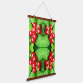 Rode bessen met regendruppels Natuur Abstract Hangend Wandkleed (Gebogen)