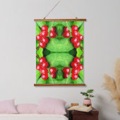 Rode bessen met regendruppels Natuur Abstract Hangend Wandkleed (Slaapkamer)