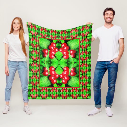 Rode bessen met regendruppels Natuur Kunst Patroon Fleece Deken (In situ)