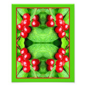 Rode bessen met regendruppels spiegelen Abstracte  Foto Afdruk (Voorkant)