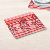 Rode bessen met strepen kartonnen onderzetters (Schuin)