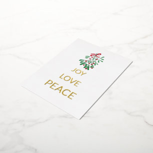 Rode bessen Mistletoe Joy Love Peace Folie Feestdagen Briefkaart