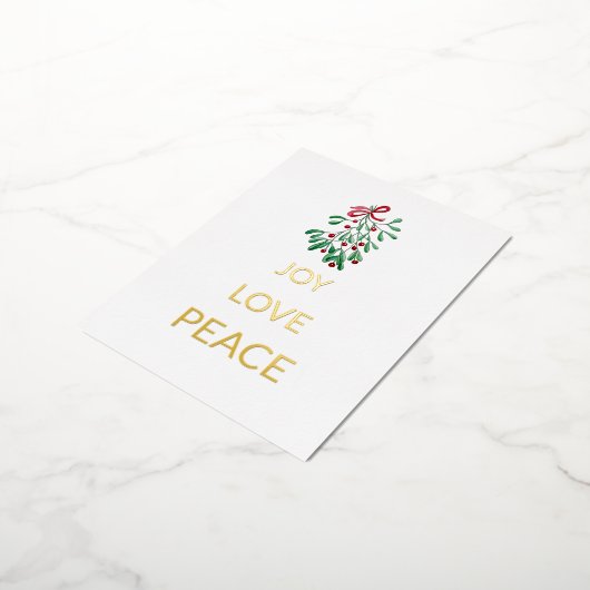 Rode bessen Mistletoe Joy Love Peace Folie Feestdagen Briefkaart (Gedraaid)