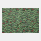 Rode bessen op boomkerst theedoek (Horizontaal)