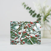 Rode bessen op sneeuw briefkaart (Staand voorkant)