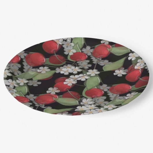 Rode bessen papieren bordje (Gekanteld)