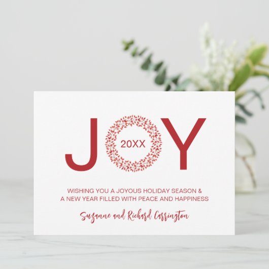 Rode Bessen Rozenbottels Krans Vrolijk Kerstmis. Feestdagenkaart (Staand voorkant)