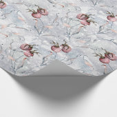 Rode bessen sneeuwscène met bladeren, winter cadeaupapier (Hoek)