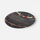 Rode bessen takken & lichten Rustic feest Papieren Bordje (Gekanteld)