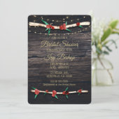 Rode Bessen Takken & Lichtjes Rustieke Bruidsdouch Kaart (Staand voorkant)