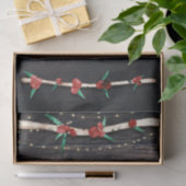 Rode Bessen Takken & Lichtjes Rustieke Kerstfeestv Tissuepapier (Geschenk)