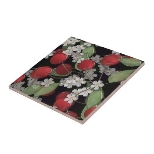 Rode bessen tegeltje (Zijkant)